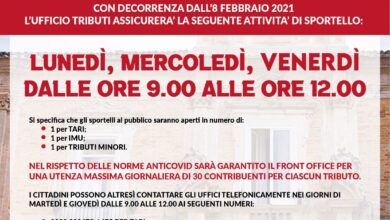 Photo of GLI ORARI DI APERTURA AL PUBBLICO DELL’UFFICIO TRIBUTI DEL COMUNE DI SAN SEVERO