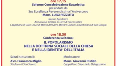 Photo of Sabato 4 marzo, conferenza sul tema: “Il Popolarismo nella Dottrina Sociale della Chiesa e nella identità dell’Italia”