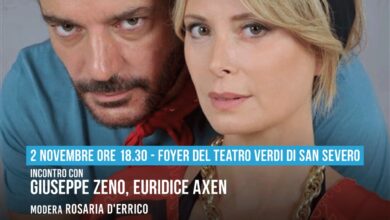 Photo of Stagione Teatrale 2023: gli attori Giuseppe Zeno e Euridice Axen questo pomeriggio incontreranno studenti e pubblico